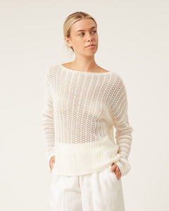 Agnes Open Knit Sweater in Ivory