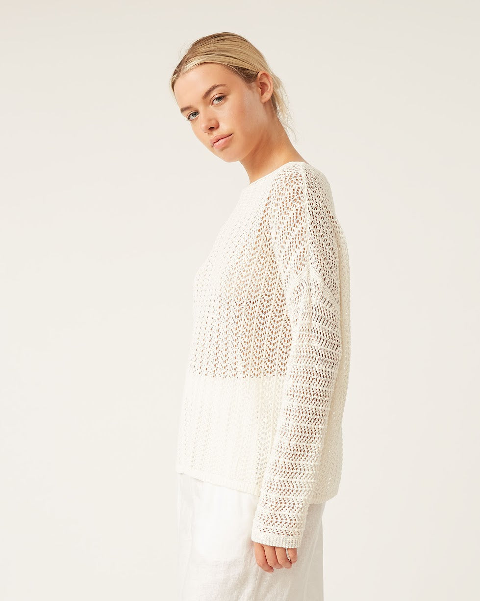 Agnes Open Knit Sweater in Ivory