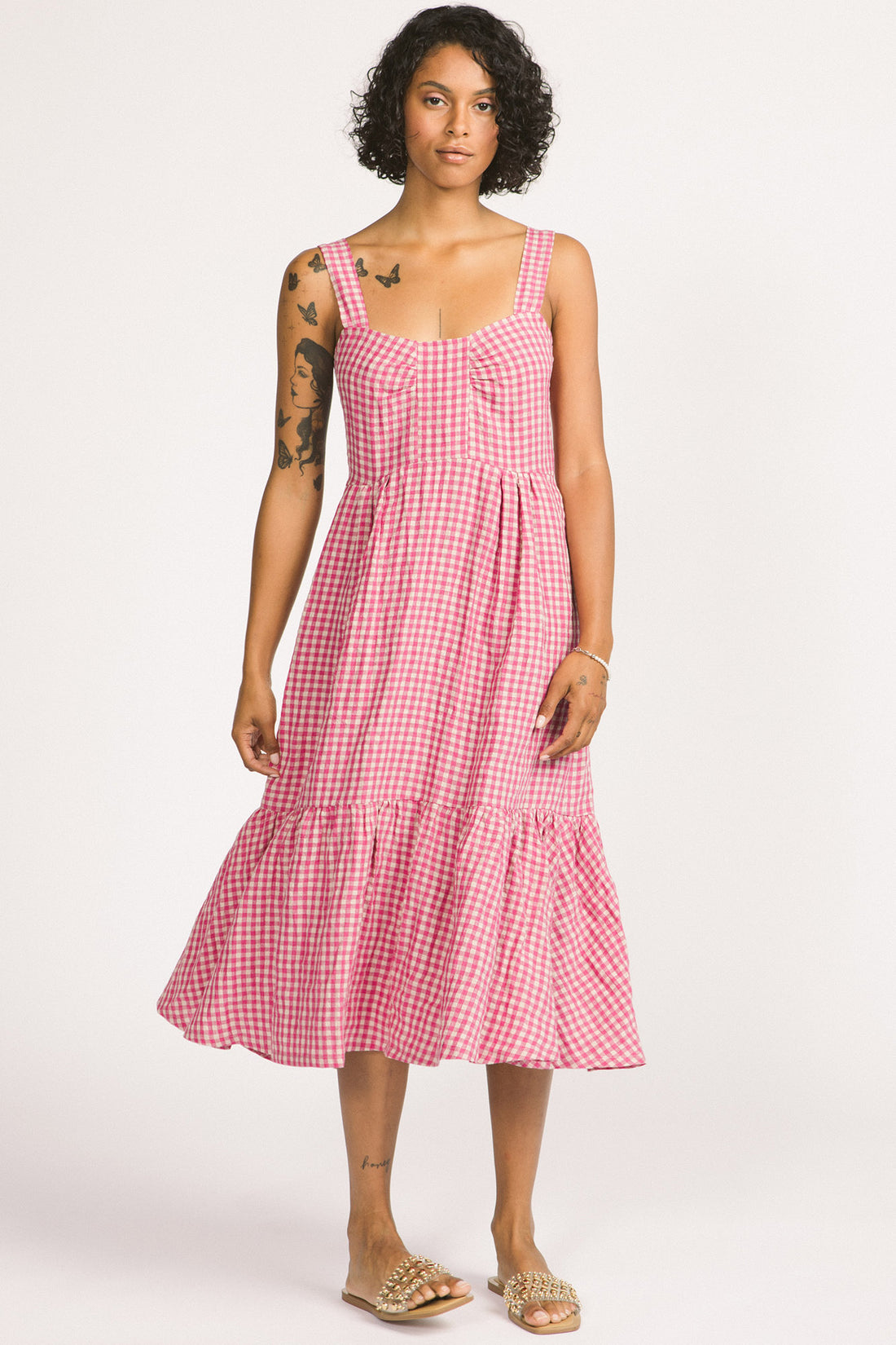 Calista Dress in Pink Gingham