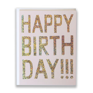 Glitter Hologram Foil Happy Birthday Card