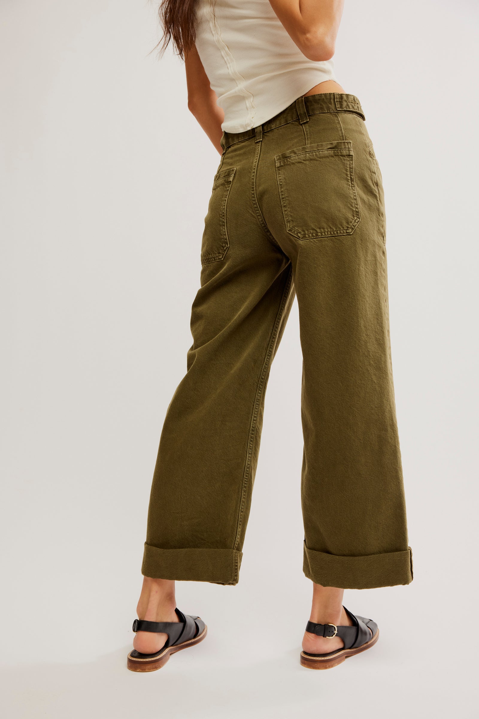 Palmer Cuffed Jean In Army Green