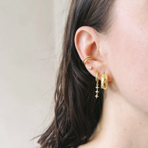 Zircon Double Ear Cuff In Gold