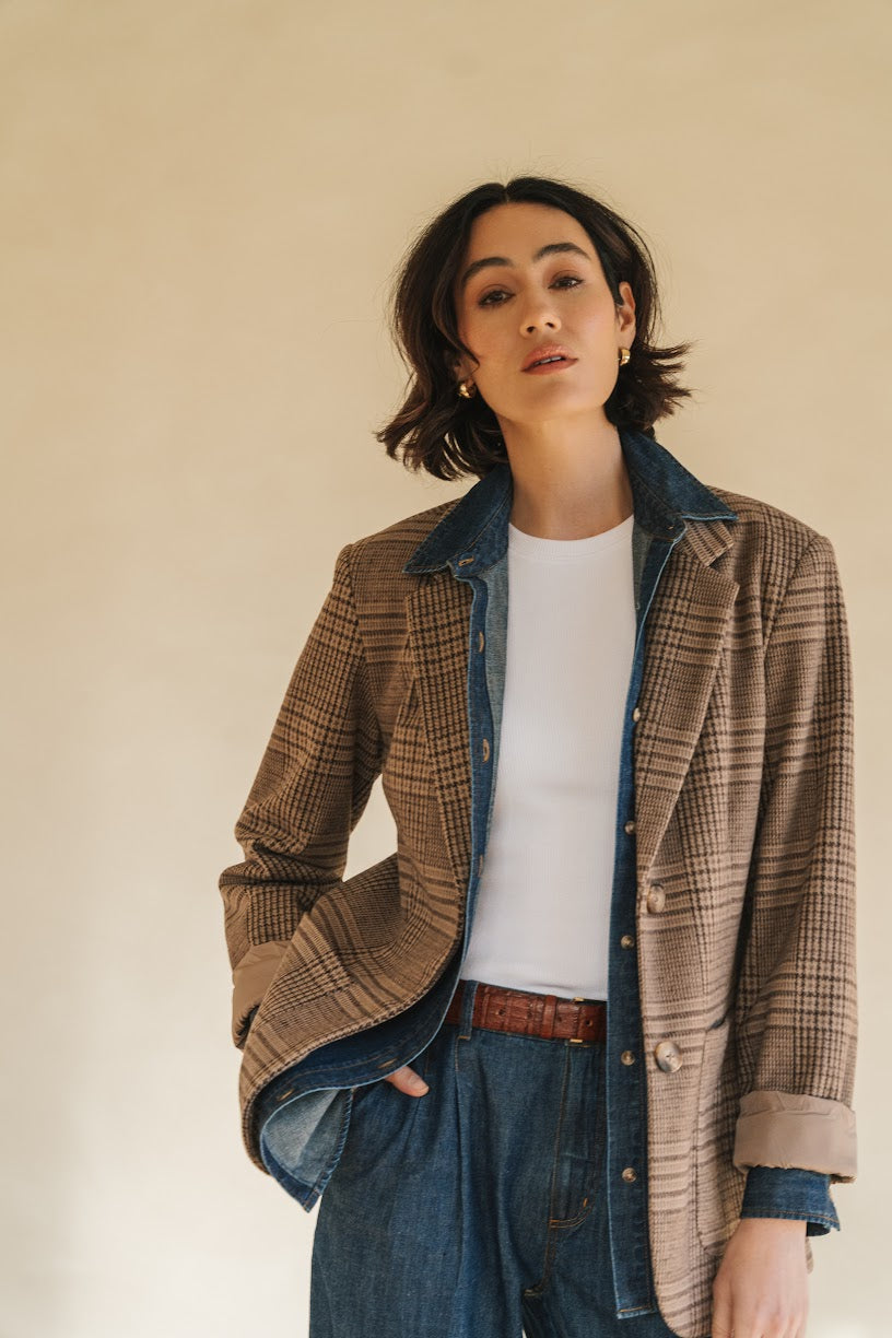 Sapphira Blazer In Chocolate Glencheck
