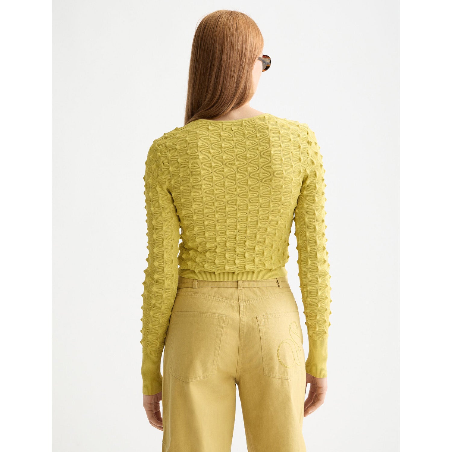 Textured Long Sleeve In Golden Green