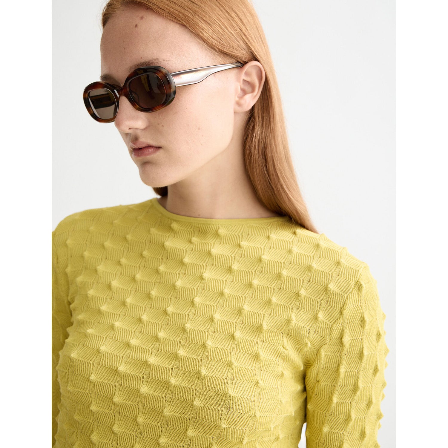 Textured Long Sleeve In Golden Green