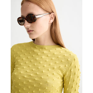 Textured Long Sleeve In Golden Green