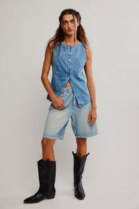 Aimee Denim Vest In Ultra Light Beam