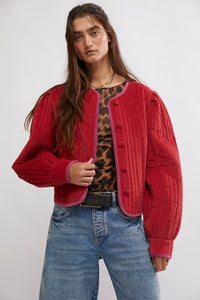 Natalia Sweetheart Jacket In Red Velvet