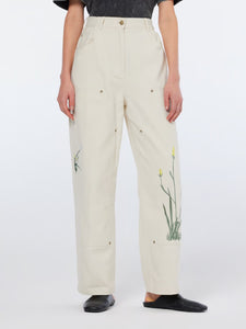 Raine Embroidered High Rise Denim In Soft Ice