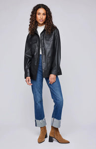 Grenadine Belted Faux Leather Jacket