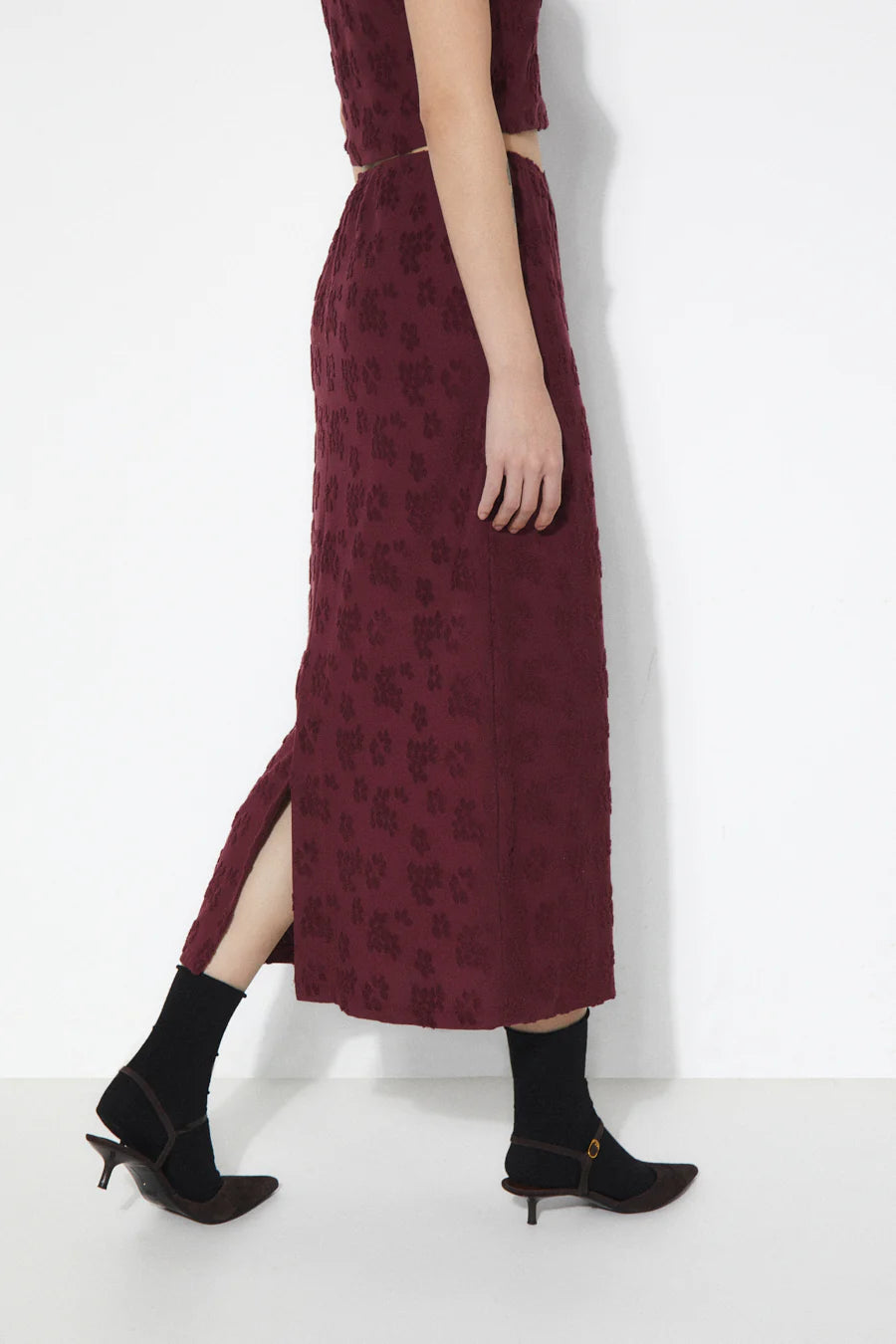 Tove Knit Skirt In Burgundy
