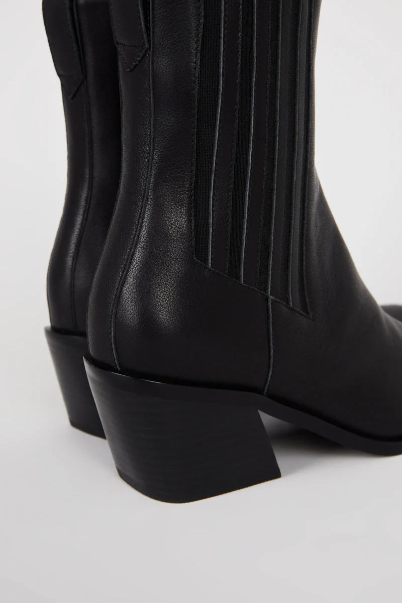 Hillary Leather Western Boot In Black