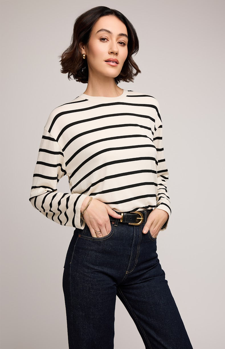 Indy Long Sleeve In Cream Stripe