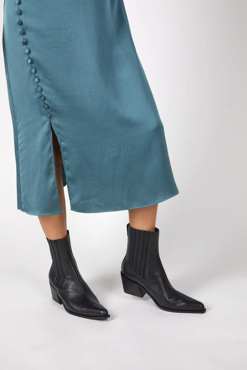 Hillary Leather Western Boot In Black