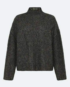 Mercy Knit Pullover In Black Stripe