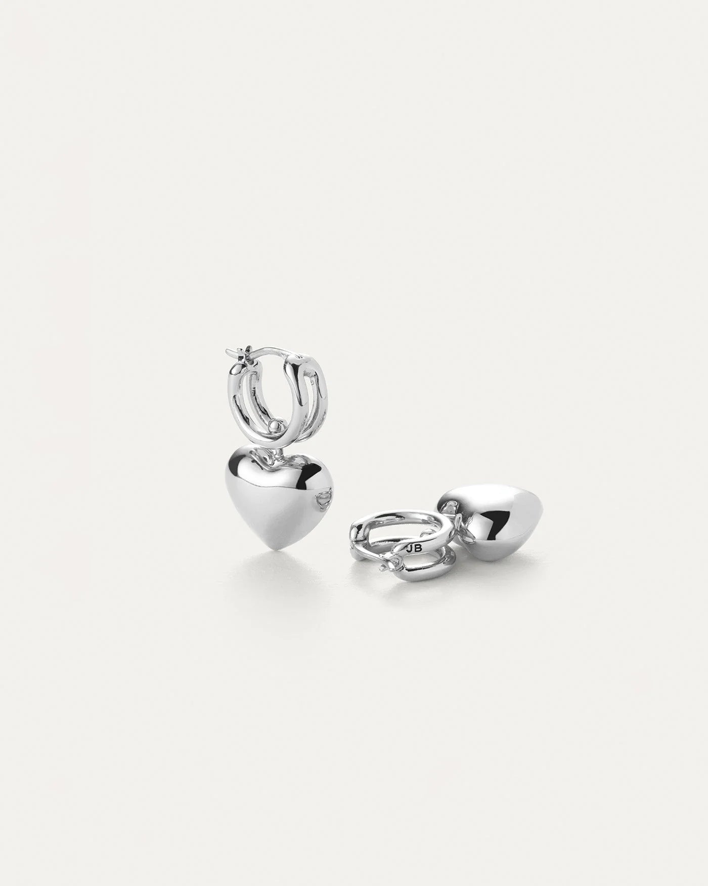 Puffy Heart Huggie Earrings (silver)