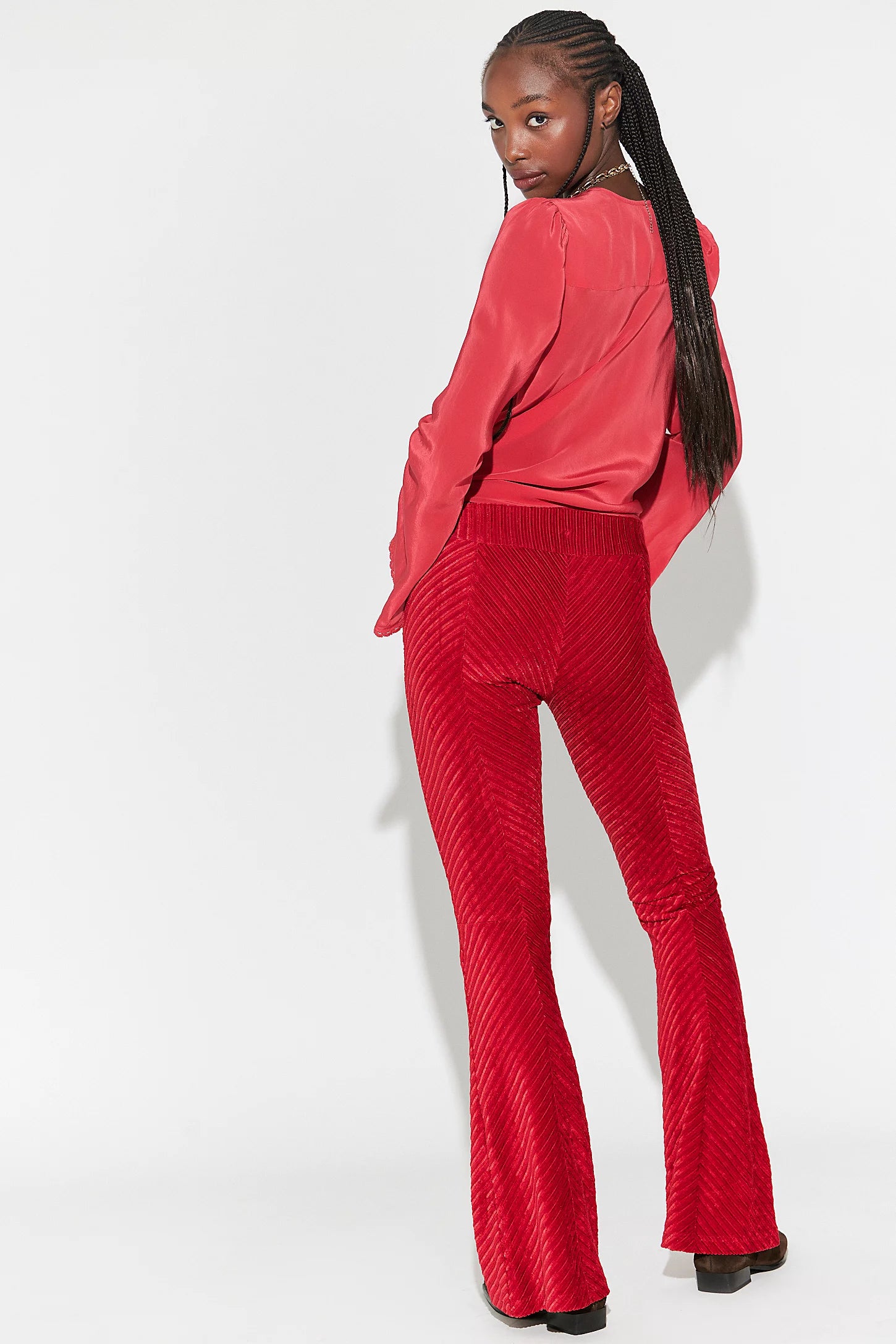 Penny Pull On Velvet Flared Pants In Salsa