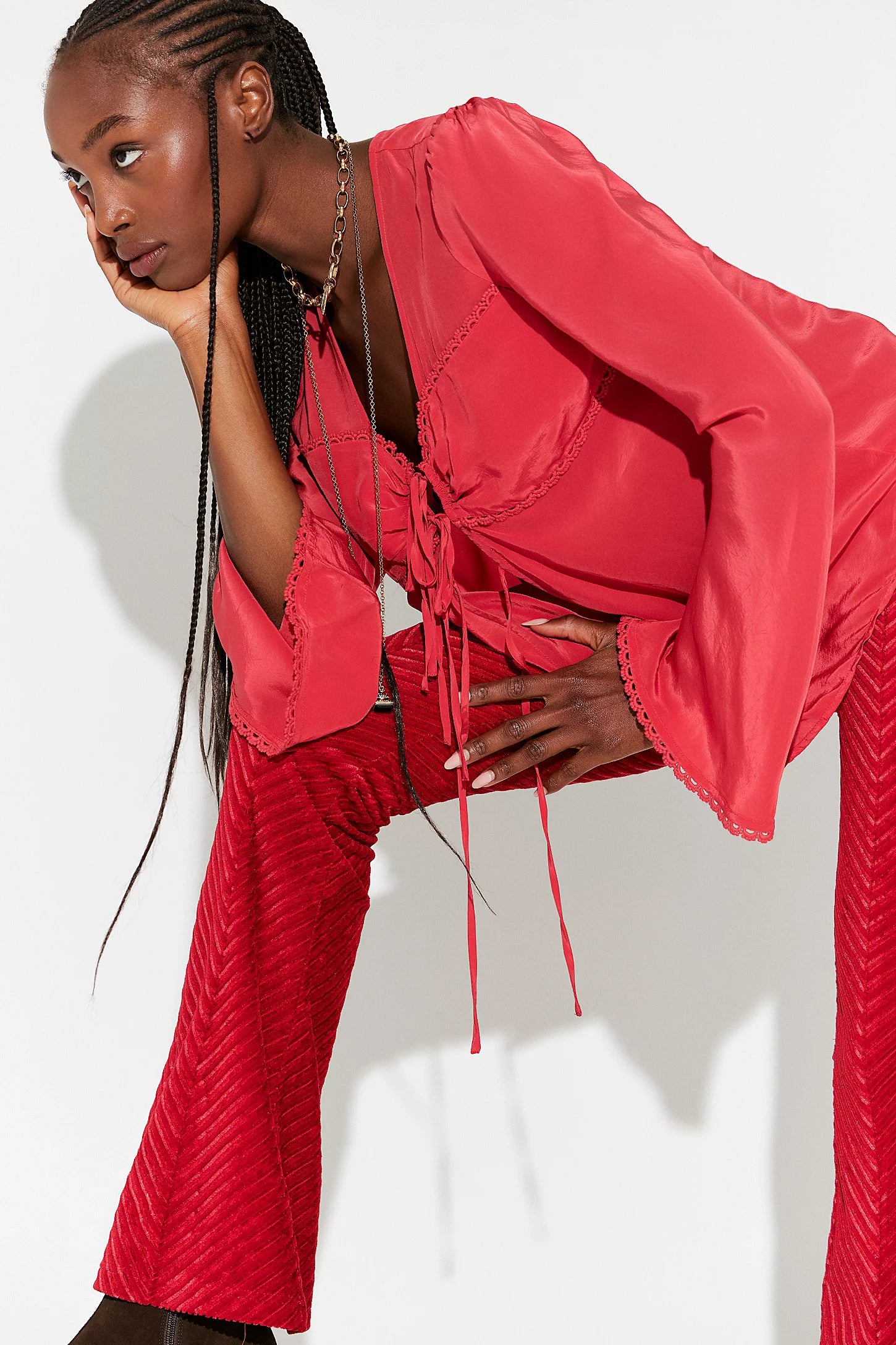 Penny Pull On Velvet Flared Pants In Salsa