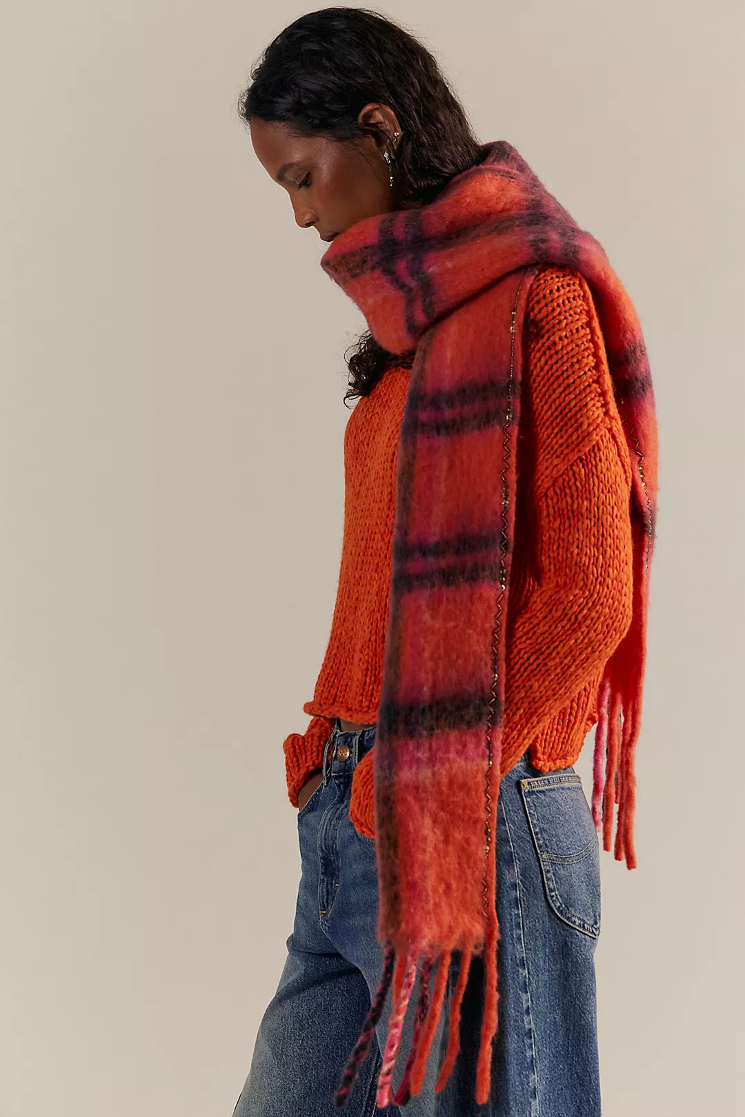 Highland Plaid Skinny Scarf