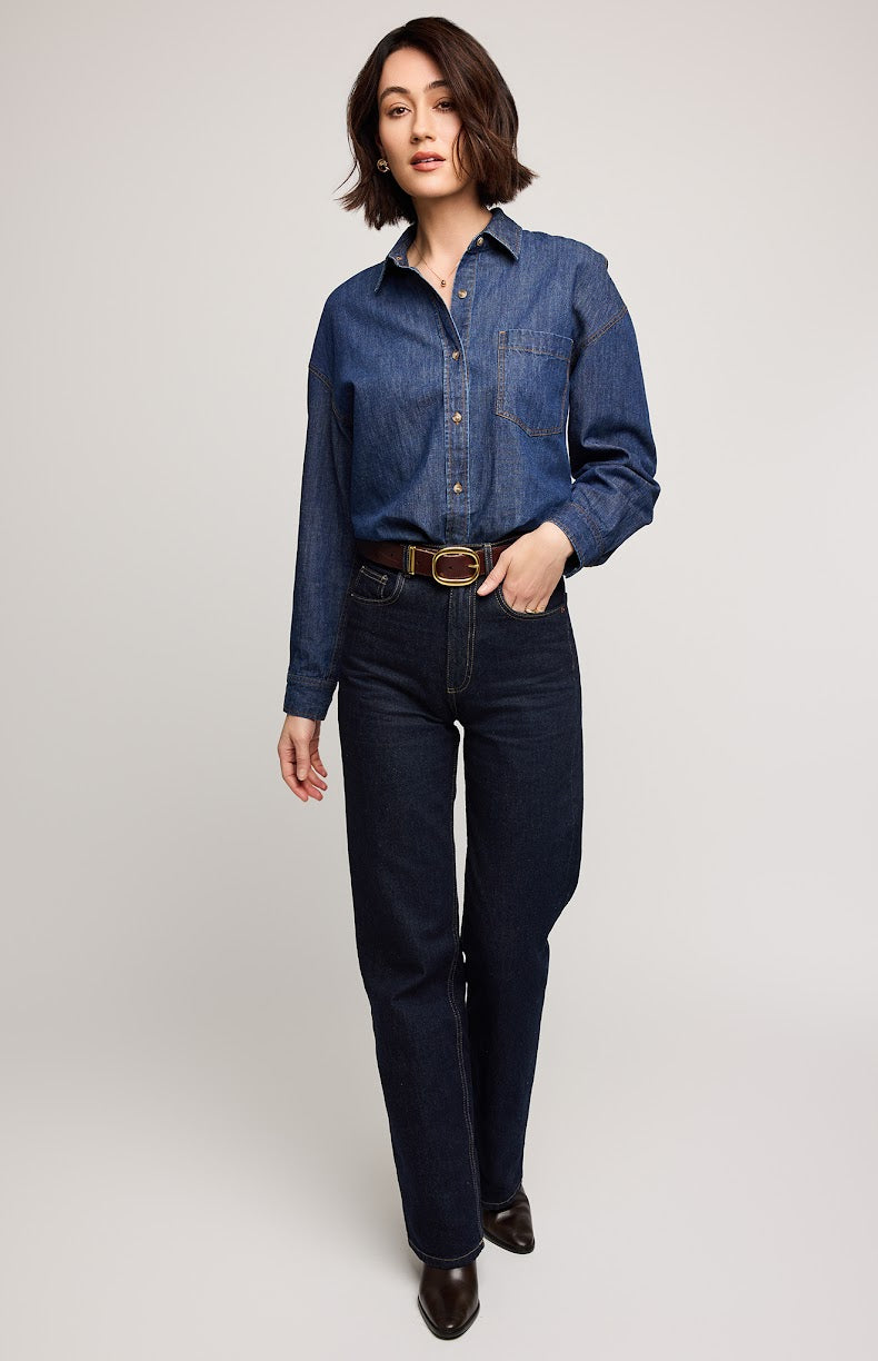 Whitney Denim Shirt In Dark Wash