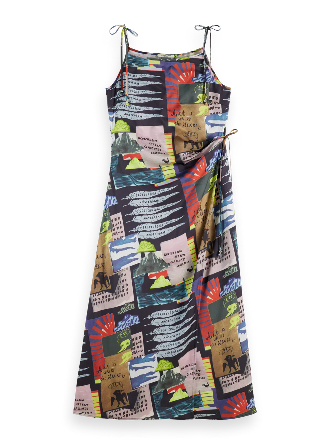 Midi Slip Dress In Art Department Collage
