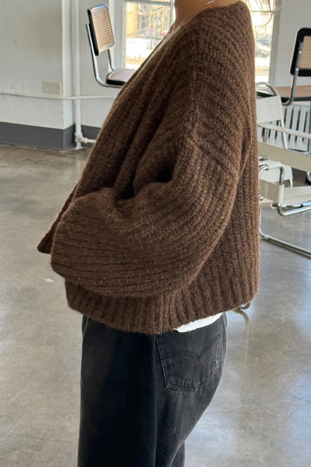 Alpaca Knit Jacket In Wood