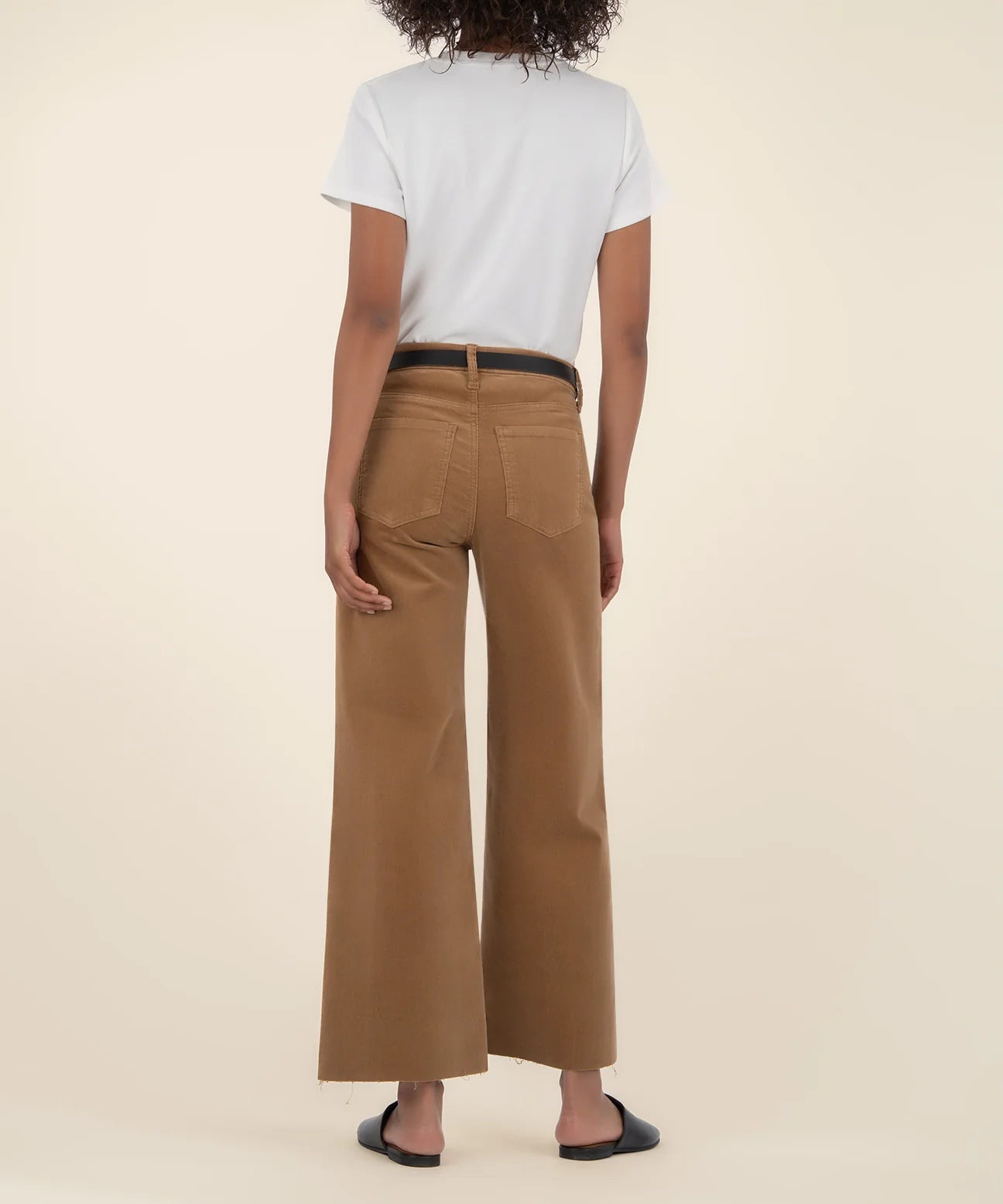Meg Corduroy High Rise Wide Leg Pants In Cognac
