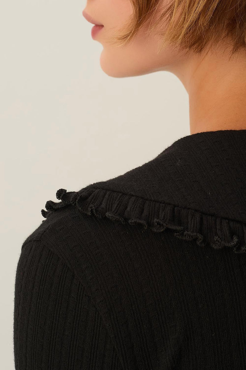Zelie Collared Long Sleeve In Black