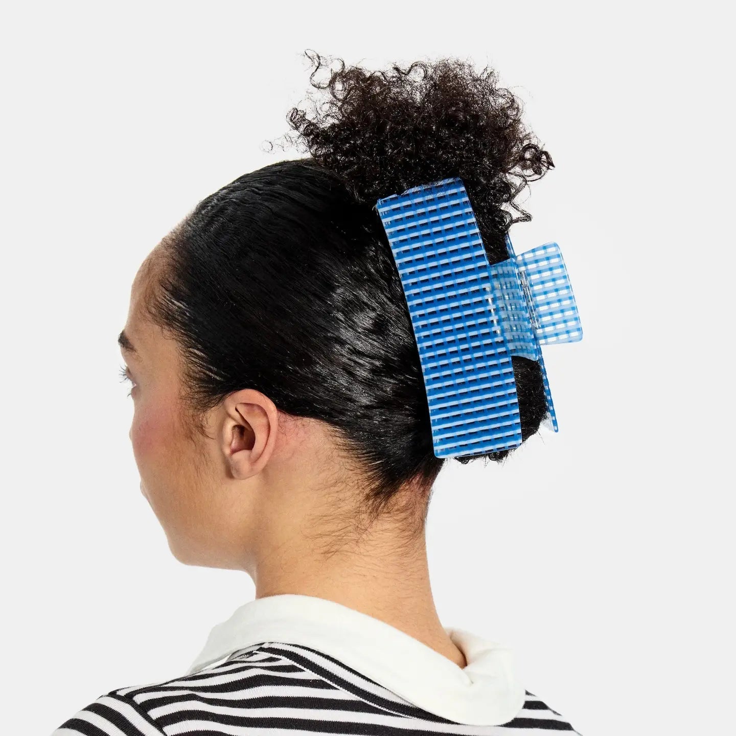 Jumbo Box Claw In Blue Lattice