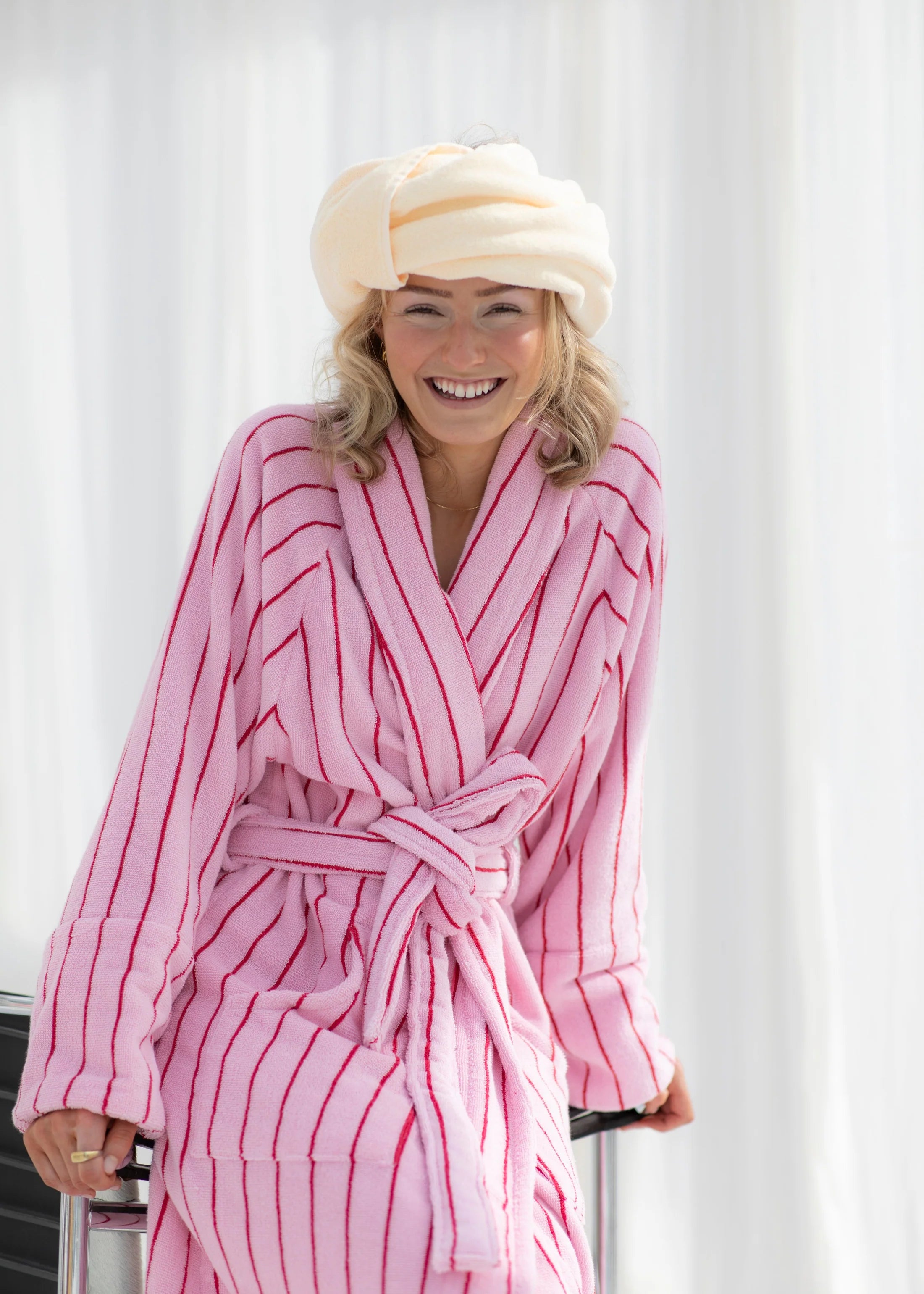 Naram Bathrobe In Baby Pink & Ski Patrol