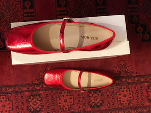 Verda Ballerina Flats In Metallic Red