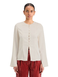 Button Down Crepe Shirt In Soft Ice