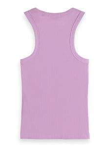 Ribbed Racer Tank In Light Iris Pink