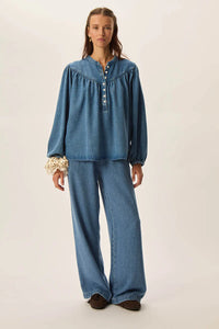 Laura Denim Blouse In Bleach