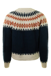 Chunky Fair Isle Cotton Crew In Navy