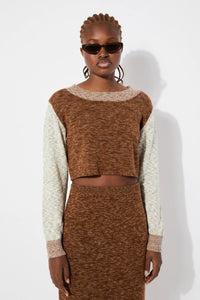 Cabus Crop Knit Crewneck In Caramel