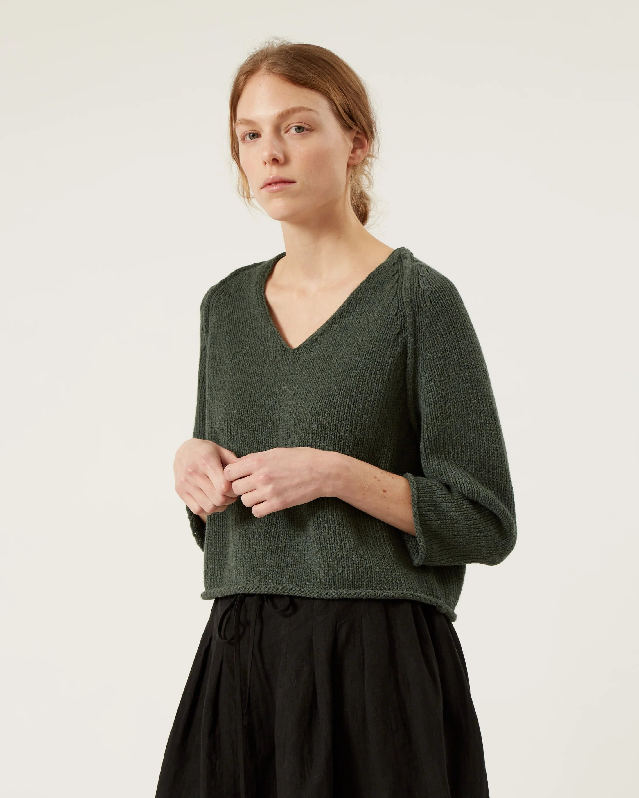 Estelle Cotton & Cashmere Sweater In Melange Green