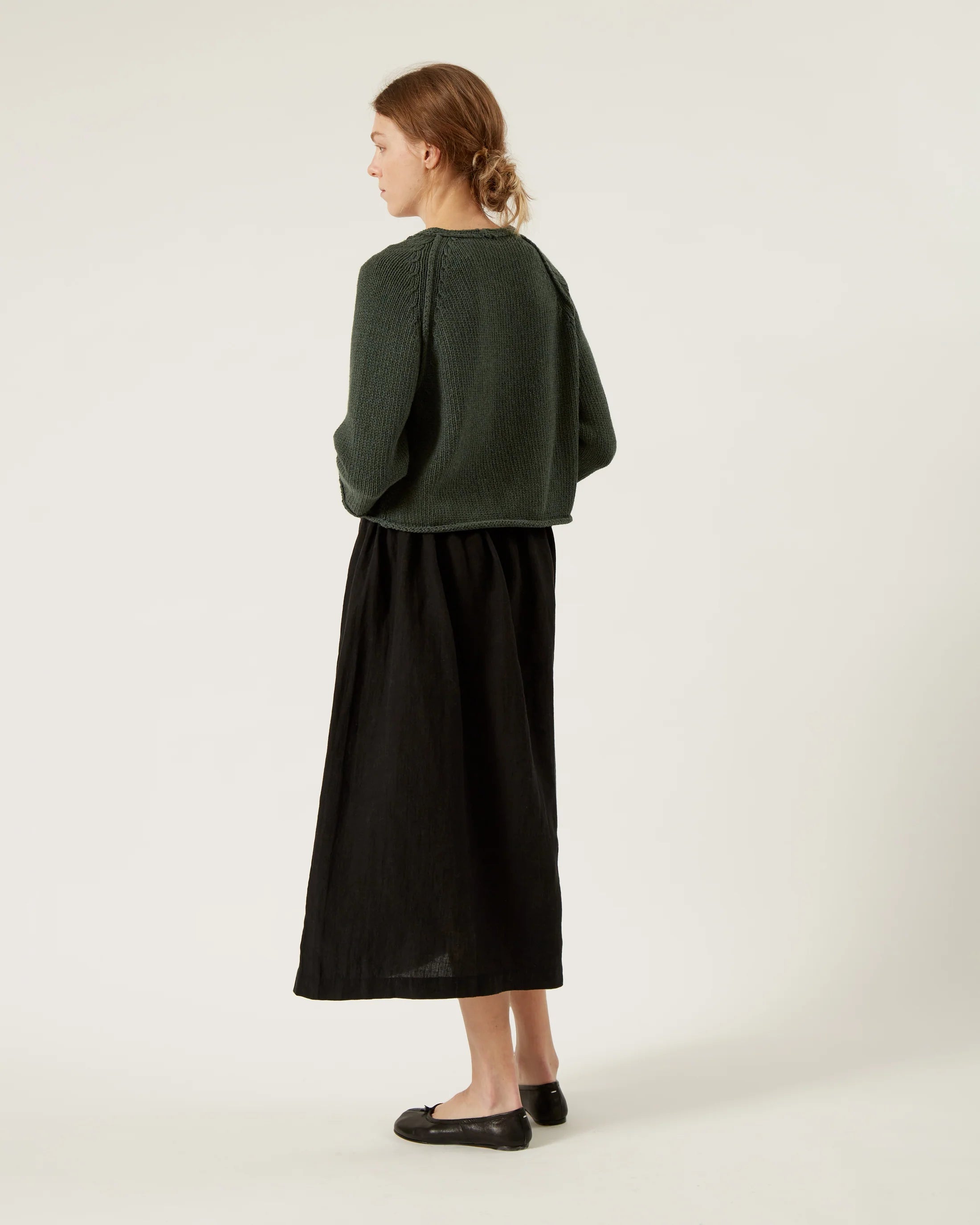 Estelle Cotton & Cashmere Sweater In Melange Green