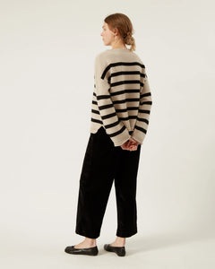 Athena Wool Sweater In Oatmeal & Black