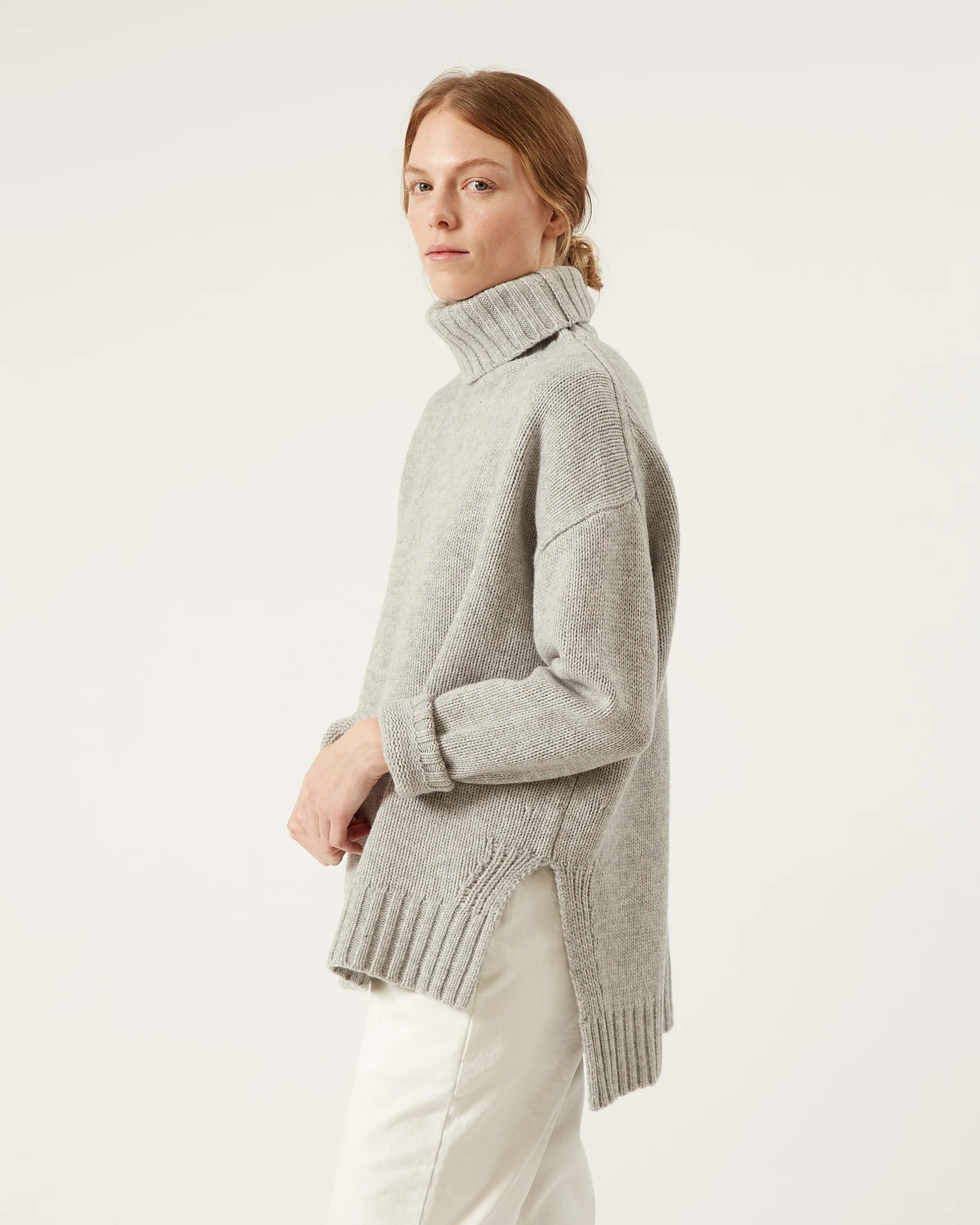 Lume Wool Sweater In Melange Grey