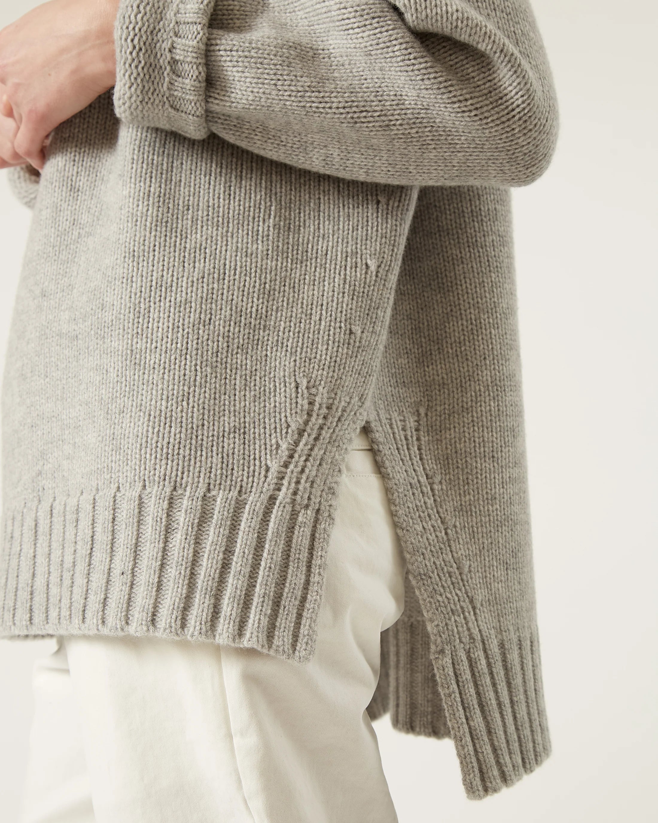 Lume Wool Sweater In Melange Grey