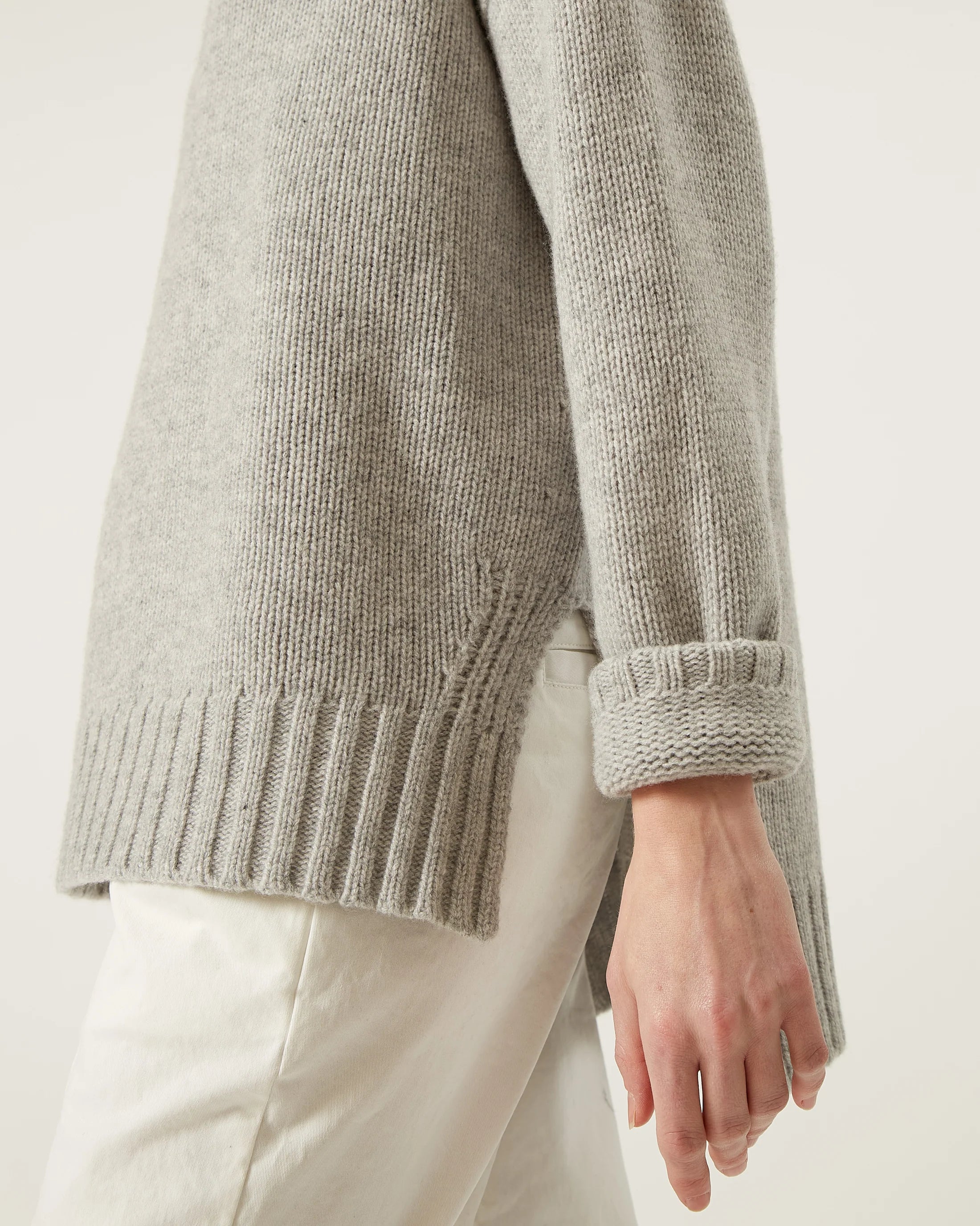 Lume Wool Sweater In Melange Grey