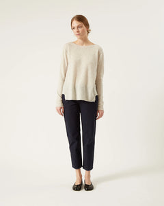 Bevi Wool & Cashmere Sweater In White Grey