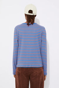 Rodo Striped Crewneck Top In Orange & Blue