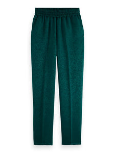 Maia Pull On Jacquard Pant In Cypress Green