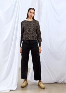 Desi Blouse In Black & Taupe