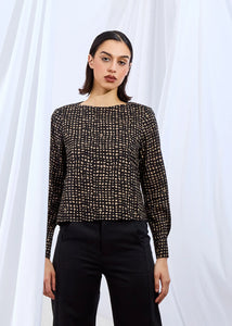 Desi Blouse In Black & Taupe