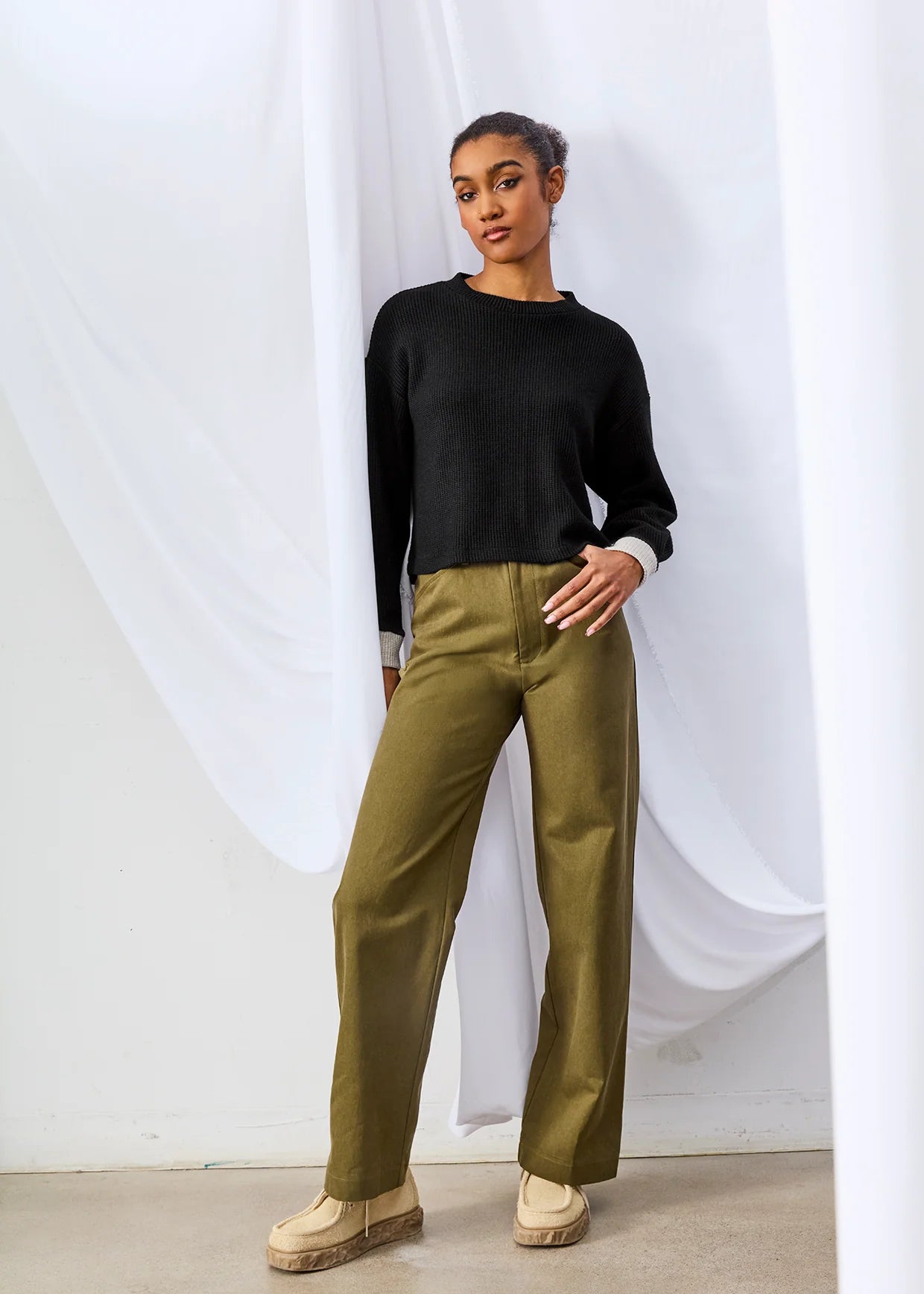 Fifer Wide Leg Pant In Sea Kelp