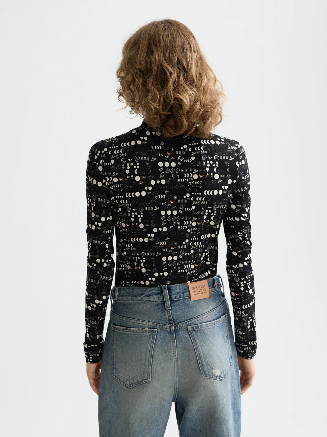 All Over Printed Mock Neck In Moon Gardening