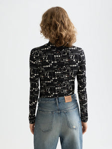 All Over Printed Mock Neck In Moon Gardening